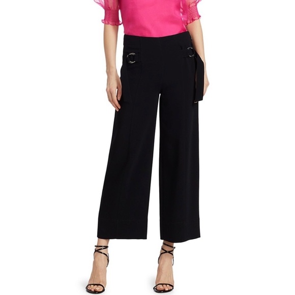 SOLD- cinq à sept Black Diana Cropped Wide Leg High Rise Pants Size 10 - Picture 2 of 13